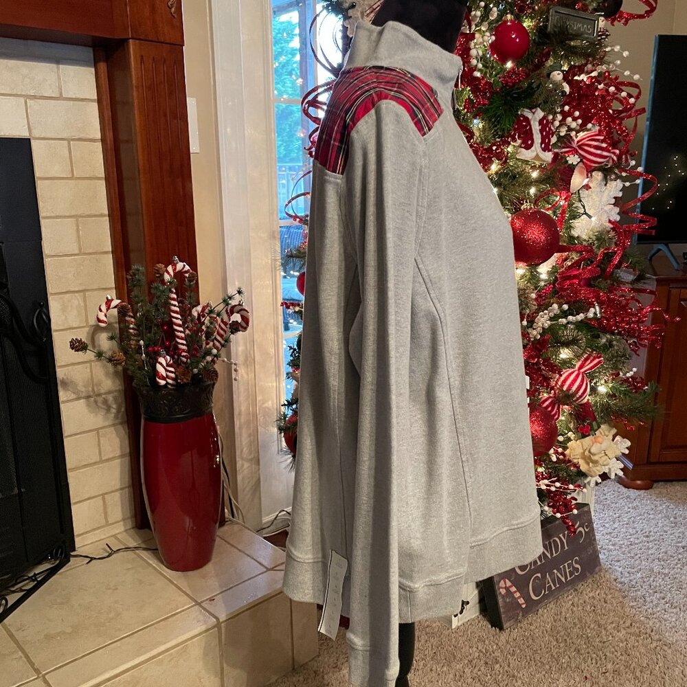 NWT Women's XL VINEYARD VINES Grey Heather Tartan Plaid 1/4 Zip - Picture 4 of 6